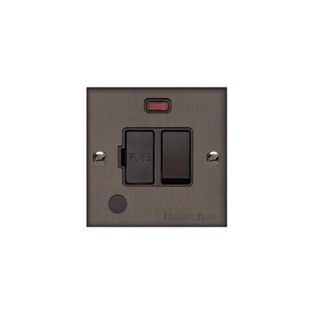 Bauhaus Range Switched Spur with Neon + Cord (13 Amp) in Matt Bronze  - Black Trim