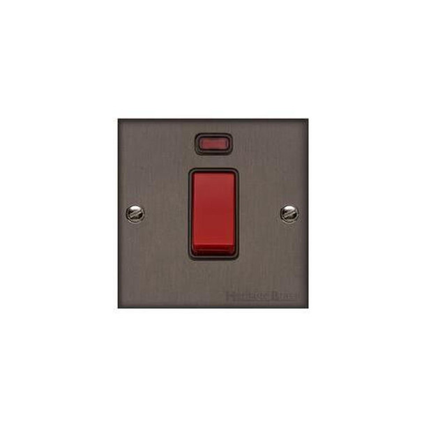 Bauhaus Range 45A DP Cooker Switch with Neon (single plate) in Matt Bronze  - Black Trim