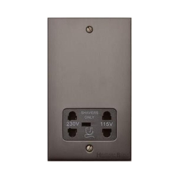 Bauhaus Range Shaver Socket Output Voltage 110/240V in Matt Bronze  - Black Trim