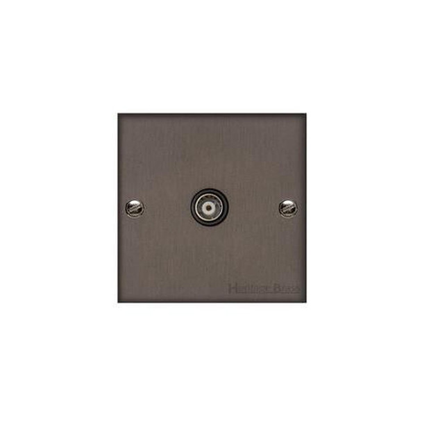 Bauhaus Range 1 Gang Isolated TV Coaxial Socket in Matt Bronze  - Black Trim