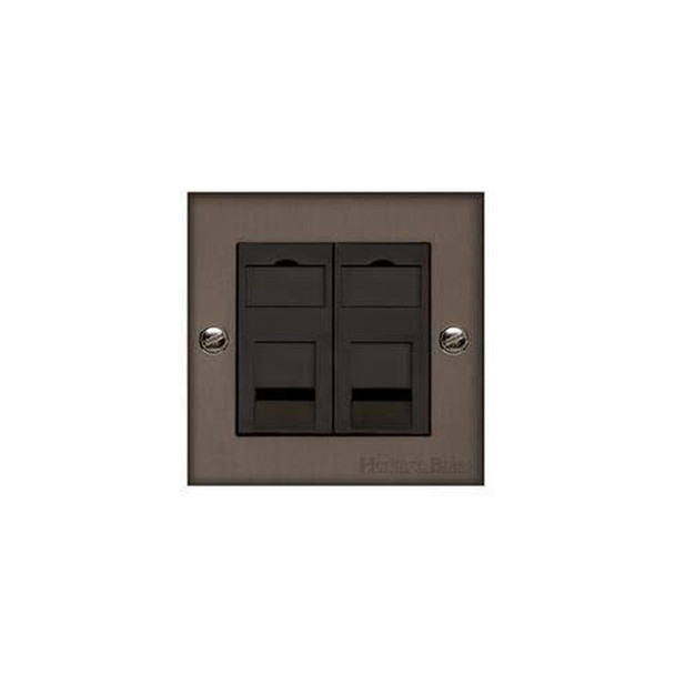 Bauhaus Range 2 Gang Cat 6 in Matt Bronze  - Black Trim