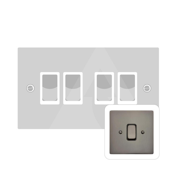 Stylist Grid Range 4 Gang Rocker Switch (10 Amp) in Polished Bronze  - Black Trim