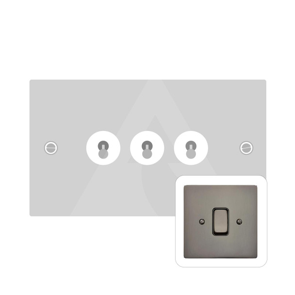 Stylist Grid Range 3 Gang Toggle Switch in Polished Bronze  - Trimless