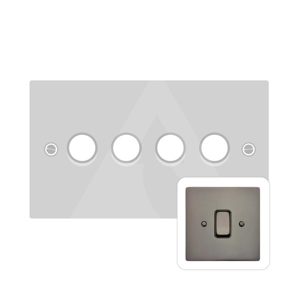 Stylist Grid Range 4 Gang Dimmer (400 watts) in Polished Bronze  - Trimless