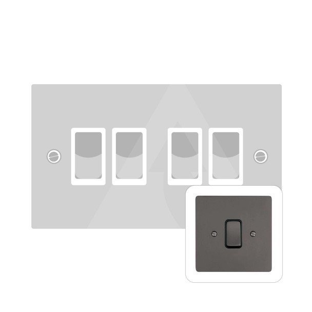 Stylist Grid Range 4 Gang Rocker Switch (10 Amp) in Matt Bronze  - Black Trim