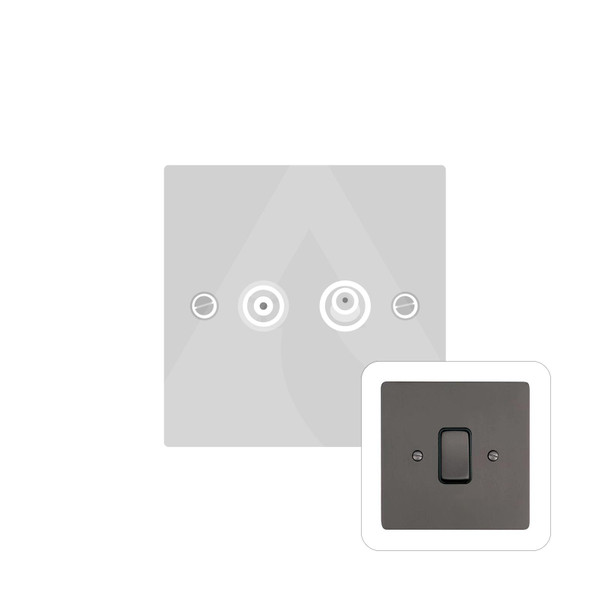 Stylist Grid Range TV/Satellite Socket in Matt Bronze  - Black Trim