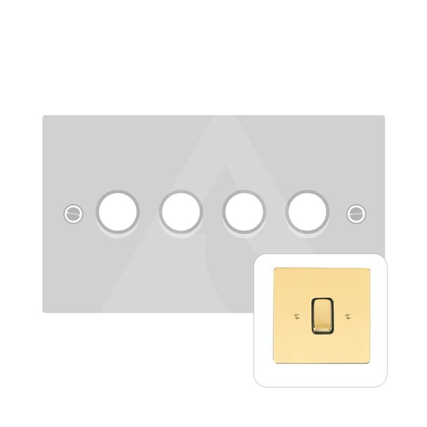 Stylist Grid Range 4 Gang LED Dimmer in Polished Brass  - Trimless