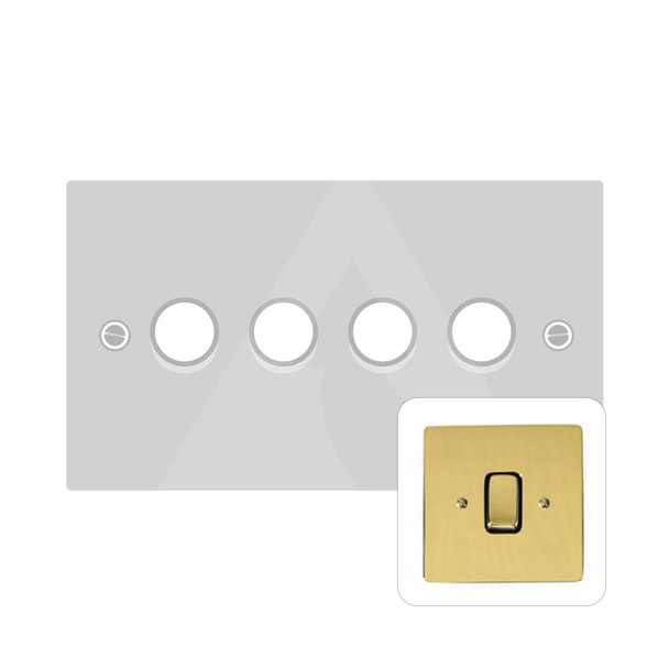 Stylist Grid Range 4 Gang Dimmer (400 watts) in Polished Brass  - Trimless