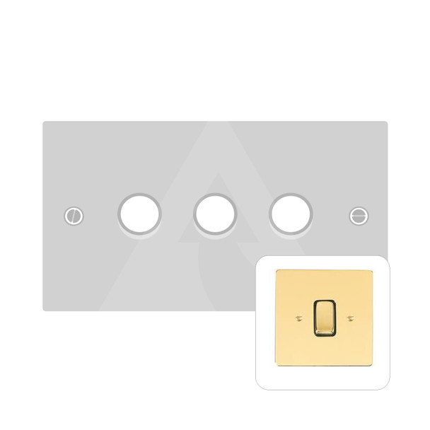 Stylist Grid Range 3 Gang Low Voltage Dimmer 250VA in Polished Brass  - Trimless