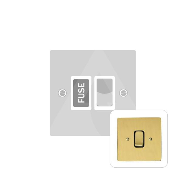 Stylist Grid Range Switched Spur (13 Amp) in Polished Brass  - White Trim