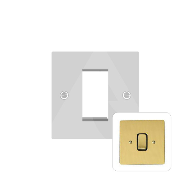 Stylist Grid Range 1 Module Euro Plate in Polished Brass  - White Trim