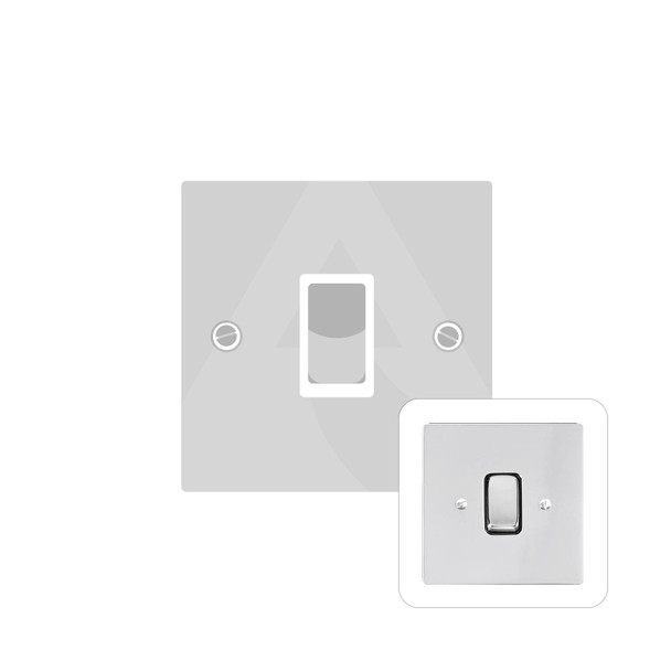 Stylist Grid Range 1 Gang Intermediate Rocker Switch (10 Amp) in Polished Chrome  - White Trim