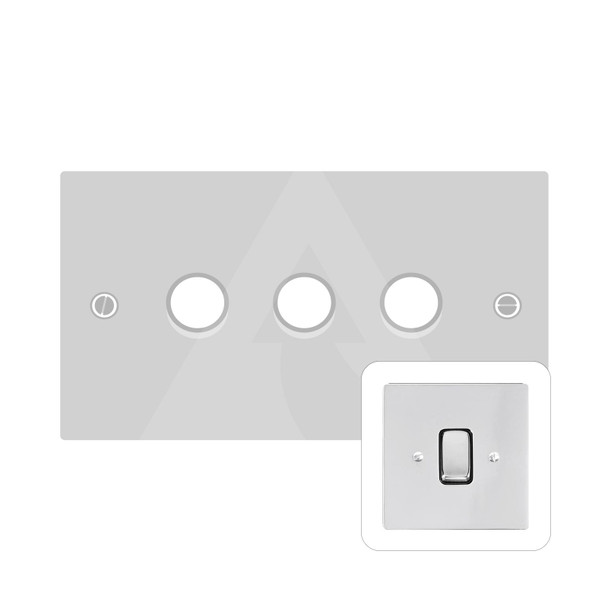 Stylist Grid Range 3 Gang LED Dimmer in Polished Chrome  - Trimless