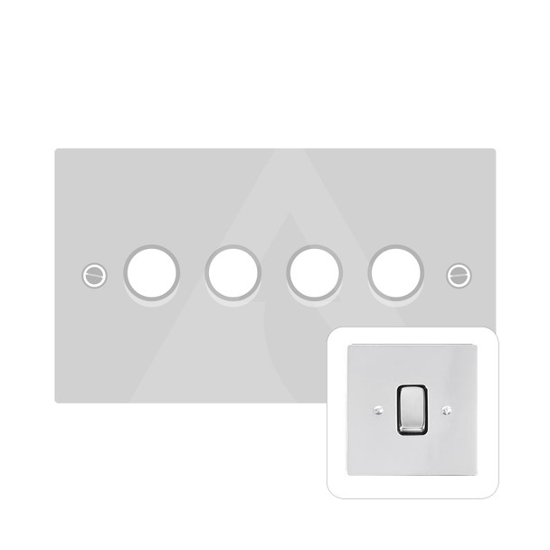 Stylist Grid Range 4 Gang LED Dimmer in Polished Chrome  - Trimless