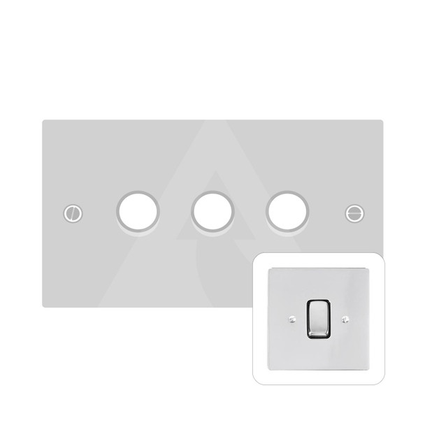 Stylist Grid Range 3 Gang Dimmer (400 watts) in Polished Chrome  - Trimless