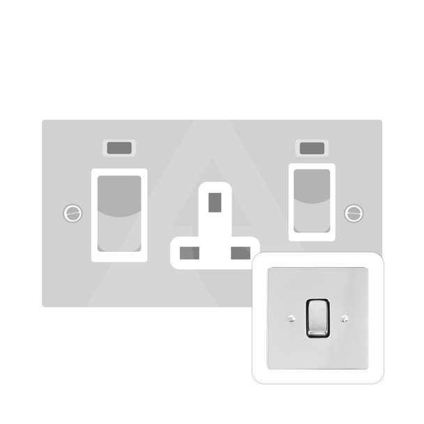 Stylist Grid Range 45A DP Cooker Switch with Neon (single plate) in Polished Chrome  - White Trim