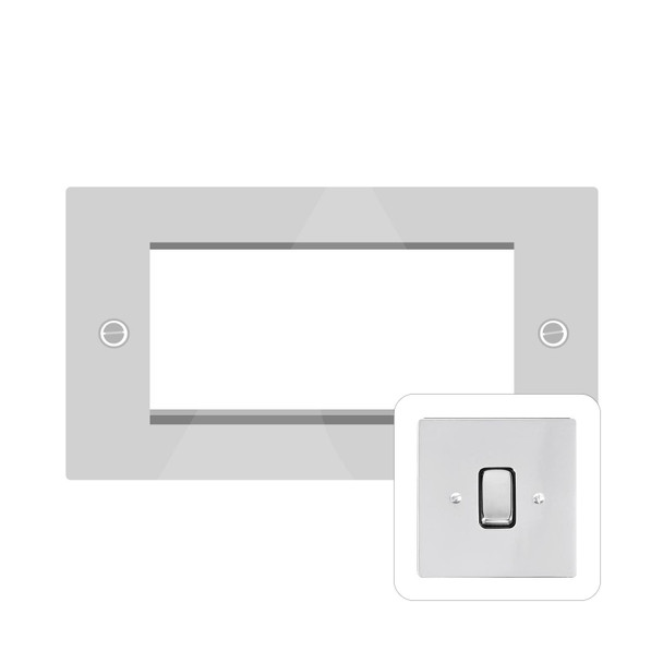 Stylist Grid Range 4 Module Euro Plate in Polished Chrome  - White Trim