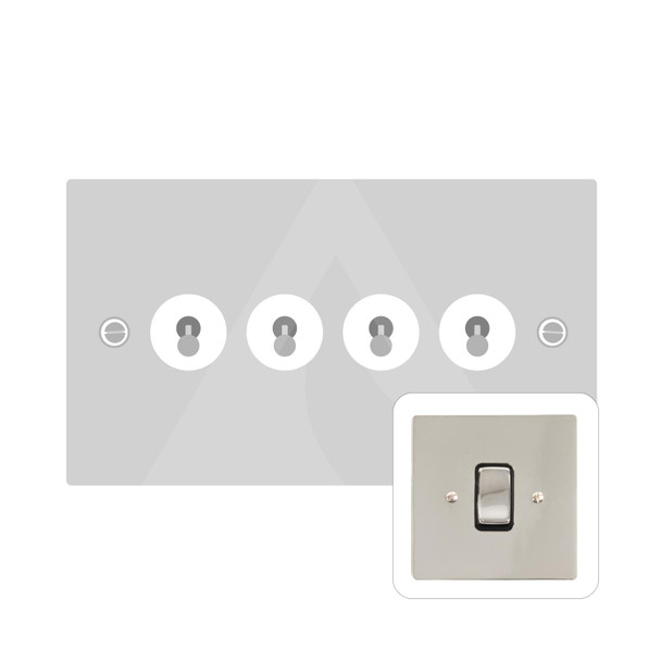 Stylist Grid Range 4 Gang Toggle Switch in Polished Nickel  - Trimless