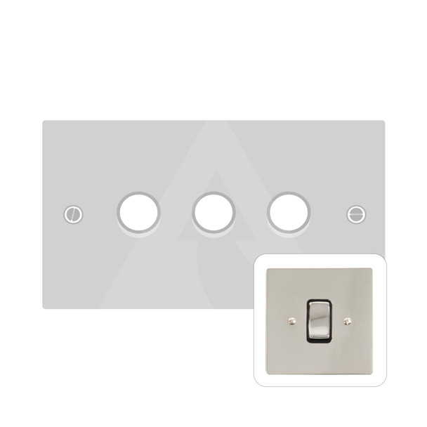 Stylist Grid Range 3 Gang LED Dimmer in Polished Nickel  - Trimless