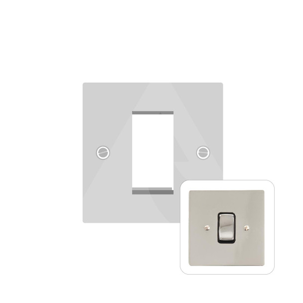 Stylist Grid Range 1 Module Euro Plate in Polished Nickel  - White Trim