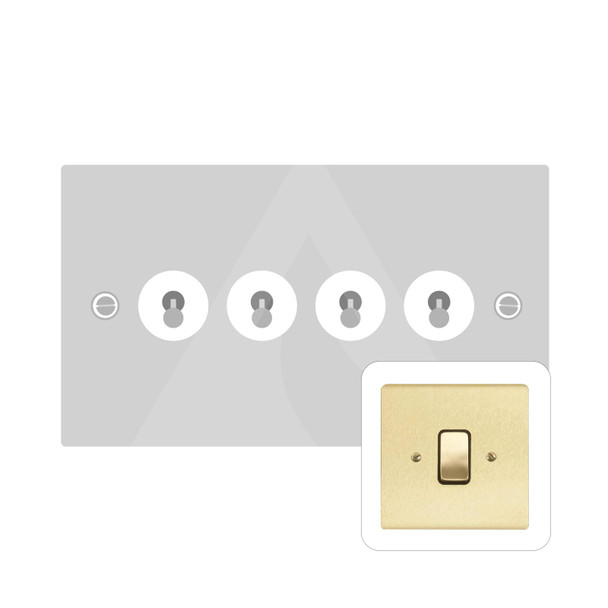 Stylist Grid Range 4 Gang Toggle Switch in Satin Brass  - Trimless