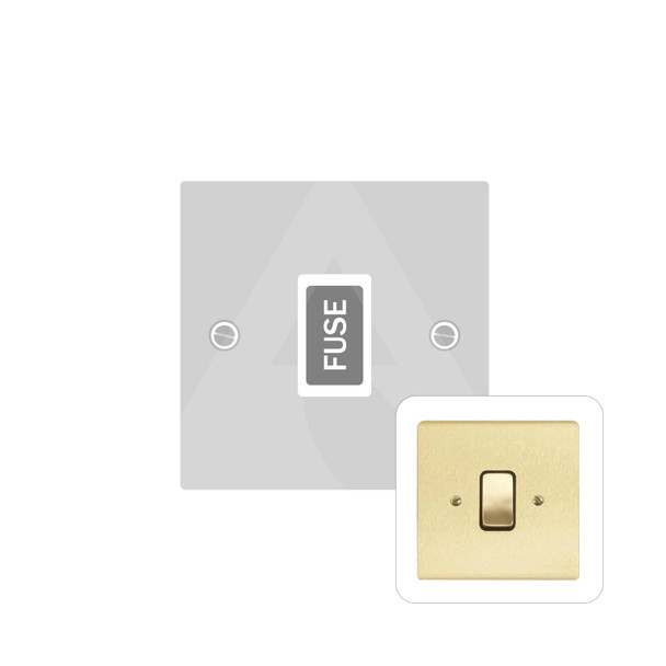 Stylist Grid Range Unswitched Spur (13 Amp) in Satin Brass  - White Trim