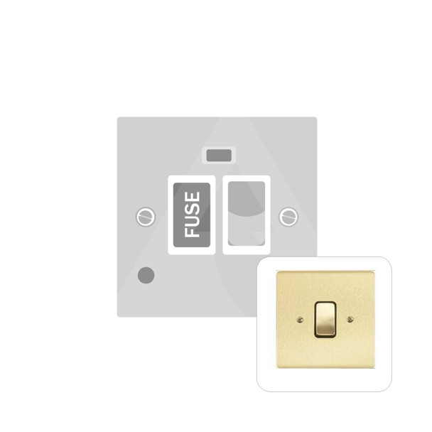 Stylist Grid Range Switched Spur with Flex Outlet (13 Amp) in Satin Brass  - White Trim