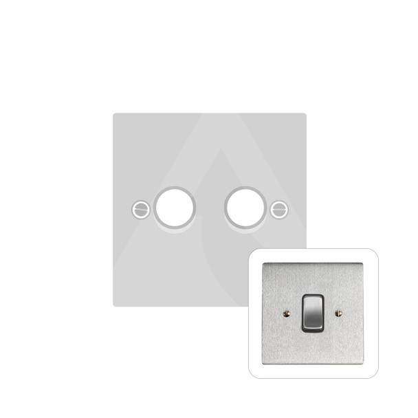 Stylist Grid Range 2 Gang LED Dimmer in Satin Chrome  - Trimless