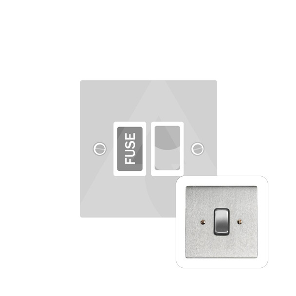 Stylist Grid Range Switched Spur (13 Amp) in Satin Chrome  - White Trim