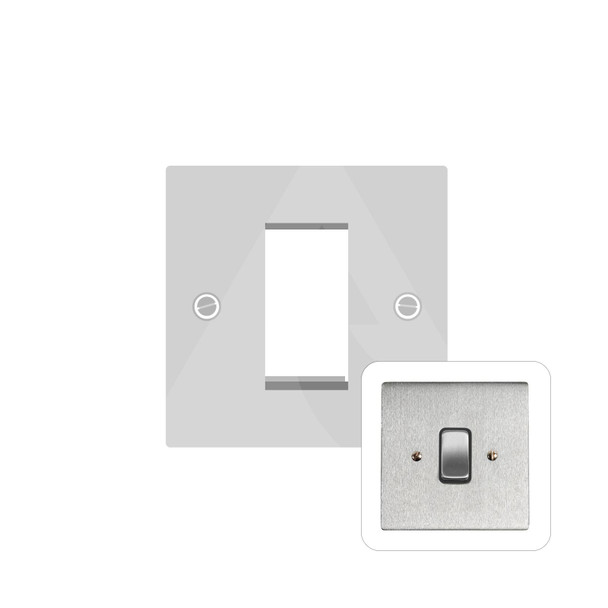 Stylist Grid Range 1 Module Euro Plate in Satin Chrome  - White Trim