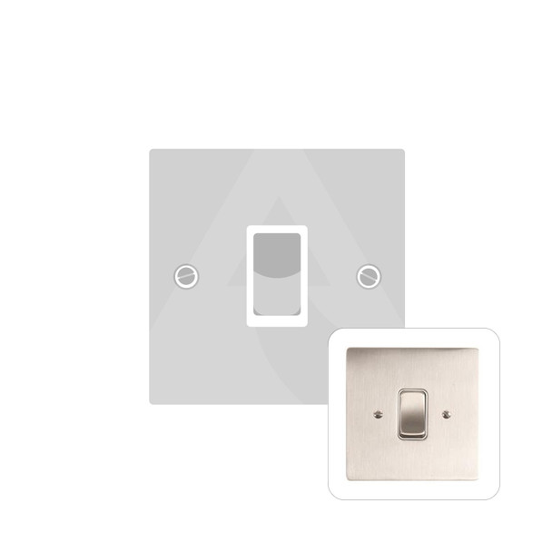 Stylist Grid Range 1 Gang Rocker Switch (10 Amp) in Satin Nickel  - White Trim