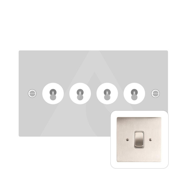 Stylist Grid Range 4 Gang Toggle Switch in Satin Nickel  - Trimless