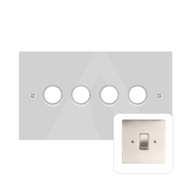 Stylist Grid Range 4 Gang LED Dimmer in Satin Nickel  - Trimless