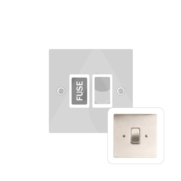 Stylist Grid Range Switched Spur (13 Amp) in Satin Nickel  - White Trim