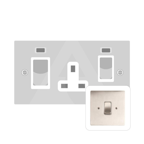 Stylist Grid Range 45A DP Cooker Switch with Neon (single plate) in Satin Nickel  - White Trim