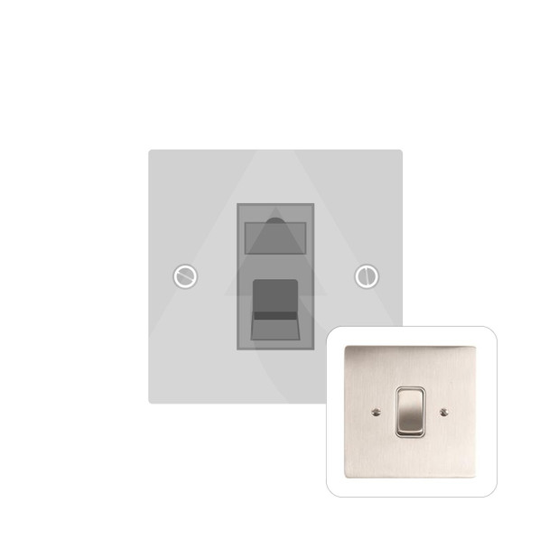 Stylist Grid Range 1 Gang RJ11 in Satin Nickel  - White Trim