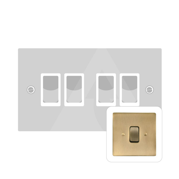 Stylist Grid Range 4 Gang Rocker Switch (10 Amp) in Antique Brass  - Black Trim