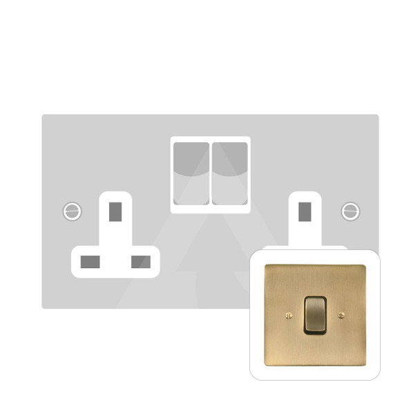 Stylist Grid Range Double Socket (13 Amp) in Antique Brass  - Black Trim