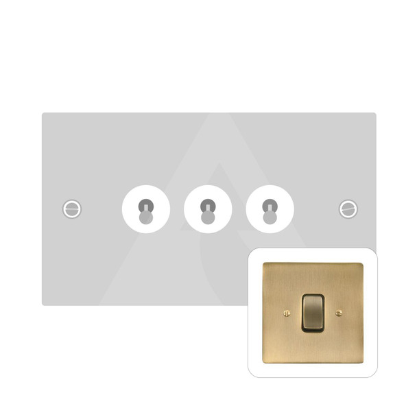 Stylist Grid Range 3 Gang Toggle Switch in Antique Brass  - Trimless