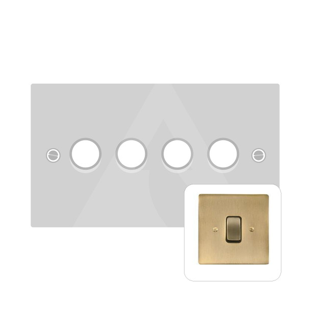 Stylist Grid Range 4 Gang LED Dimmer in Antique Brass  - Trimless