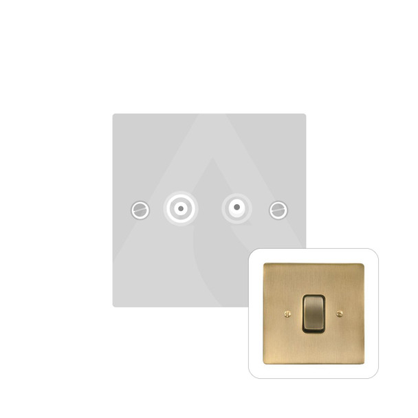 Stylist Grid Range TV/FM Diplexed Socket in Antique Brass  - Black Trim