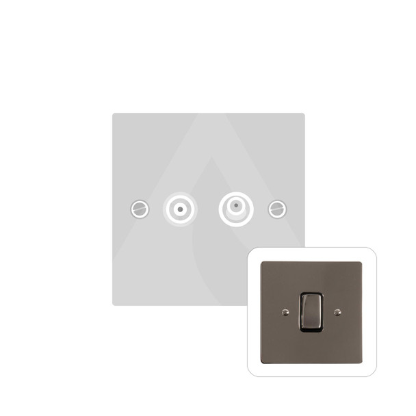 Stylist Grid Range TV/Satellite Socket in Polished Black Nickel  - Black Trim