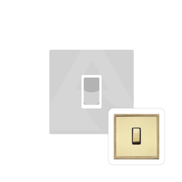 Gainsborough Range 1 Gang Intermediate Rocker Switch (10 Amp) in Satin Brass  - Black Trim