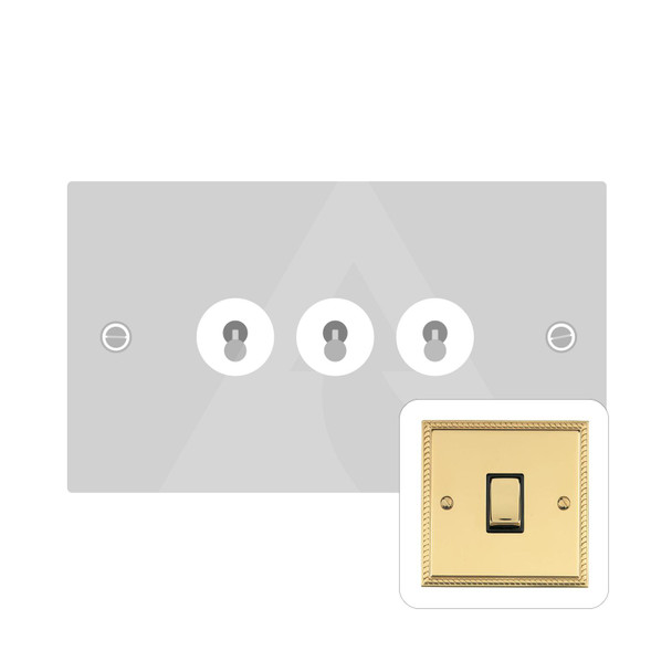 Georgian Elite Range 3 Gang Toggle Switch in Polished Brass  - Trimless