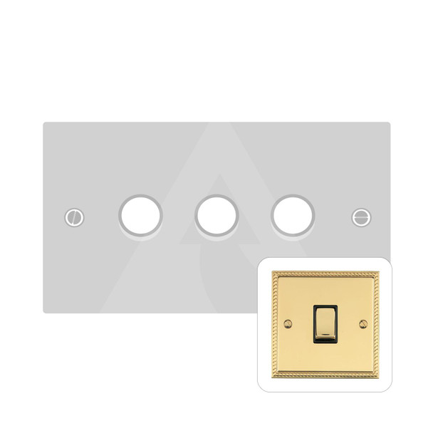 Georgian Elite Range 3 Gang LED Dimmer in Polished Brass  - Trimless