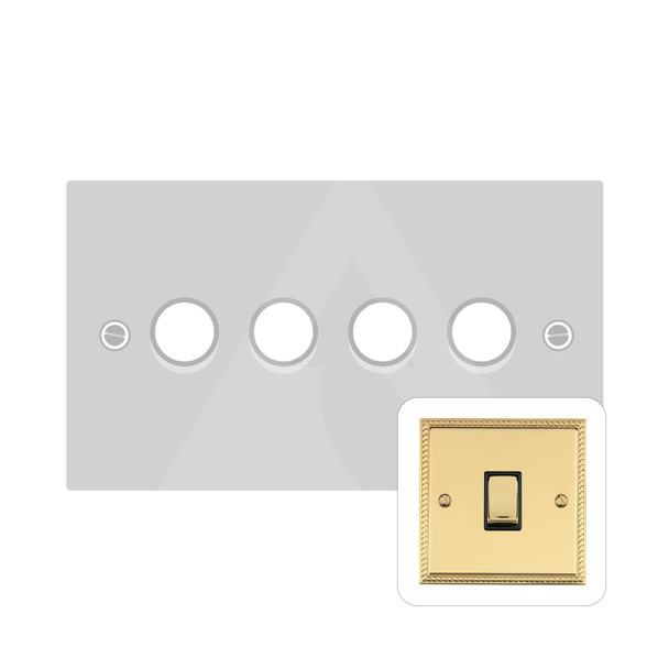 Georgian Elite Range 4 Gang LED Dimmer in Polished Brass  - Trimless