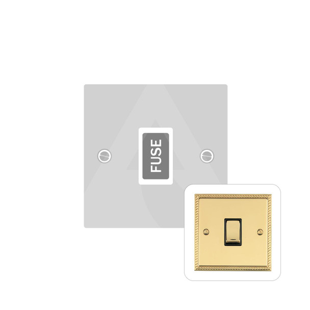 Georgian Elite Range Unswitched Spur (13 Amp) in Polished Brass  - White Trim