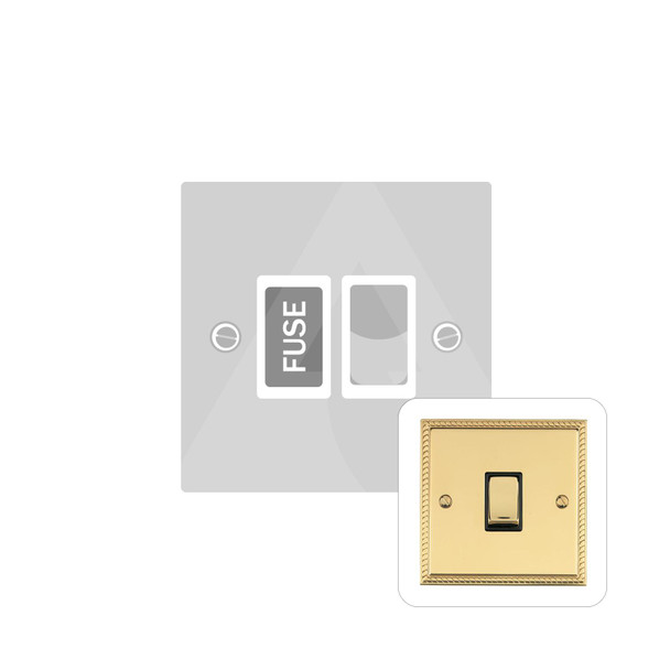 Georgian Elite Range Switched Spur (13 Amp) in Polished Brass  - White Trim