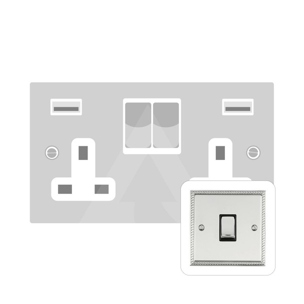 Georgian Elite Range Double USB Socket (13 Amp) in Polished Chrome  - White Trim