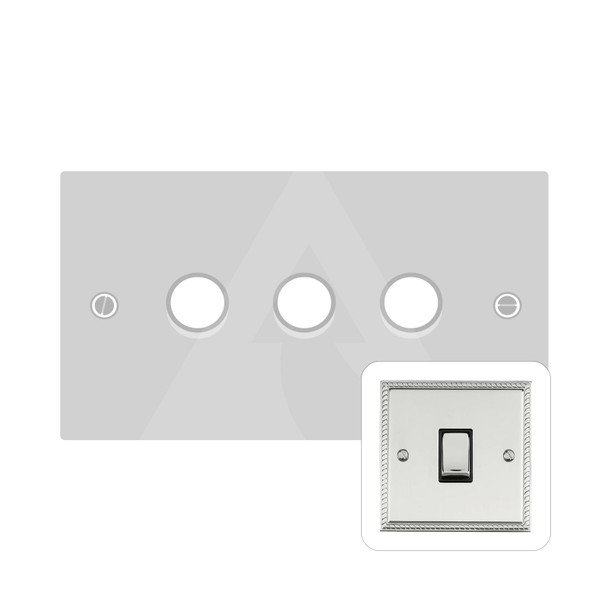 Georgian Elite Range 3 Gang LED Dimmer in Polished Chrome  - Trimless